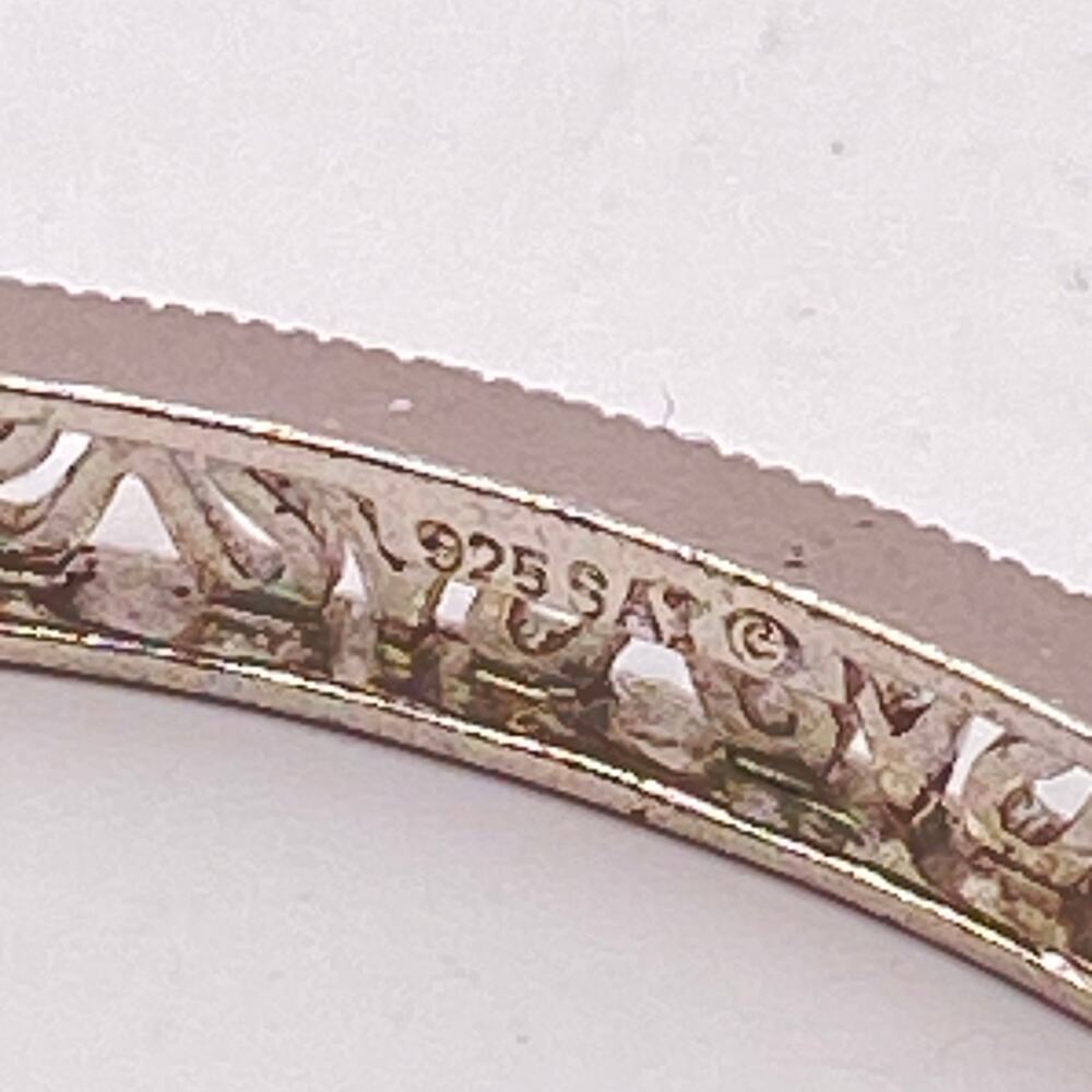 Vintage Signed 925 SAI Sterling Silver Open Filigree Scroll Bangle Bracelet - 8" - Picture 5 of 10